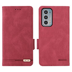 Leather Case Stands Flip Cover Holder L03Z for Motorola Moto Edge Lite 5G Red