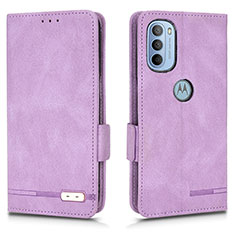 Leather Case Stands Flip Cover Holder L03Z for Motorola Moto G31 Purple