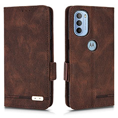 Leather Case Stands Flip Cover Holder L03Z for Motorola Moto G41 Brown