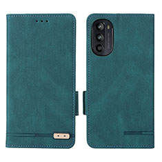 Leather Case Stands Flip Cover Holder L03Z for Motorola Moto G71s 5G Green