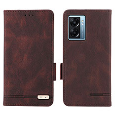 Leather Case Stands Flip Cover Holder L03Z for OnePlus Nord N300 5G Brown