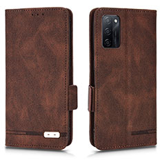 Leather Case Stands Flip Cover Holder L03Z for Oppo A55S 5G Brown