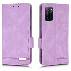 Leather Case Stands Flip Cover Holder L03Z for Oppo A55S 5G Purple