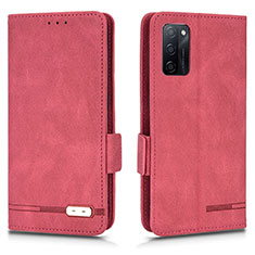 Leather Case Stands Flip Cover Holder L03Z for Oppo A55S 5G Red