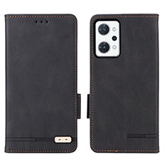 Leather Case Stands Flip Cover Holder L03Z for Oppo Reno7 A Black