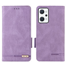Leather Case Stands Flip Cover Holder L03Z for Oppo Reno7 A Purple