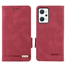 Leather Case Stands Flip Cover Holder L03Z for Oppo Reno7 A Red