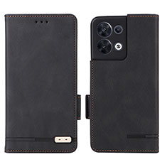 Leather Case Stands Flip Cover Holder L03Z for Oppo Reno8 5G Black