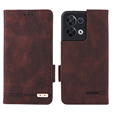 Leather Case Stands Flip Cover Holder L03Z for Oppo Reno8 5G Brown