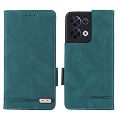 Leather Case Stands Flip Cover Holder L03Z for Oppo Reno8 5G Green