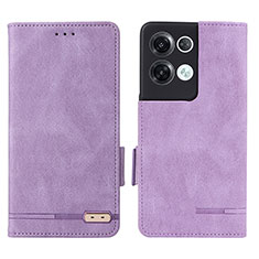 Leather Case Stands Flip Cover Holder L03Z for Oppo Reno8 Pro 5G Purple