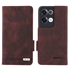 Leather Case Stands Flip Cover Holder L03Z for Oppo Reno8 Pro+ Plus 5G Brown