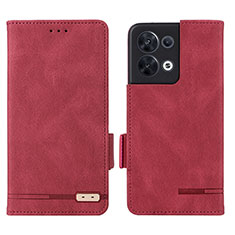 Leather Case Stands Flip Cover Holder L03Z for Oppo Reno9 5G Red