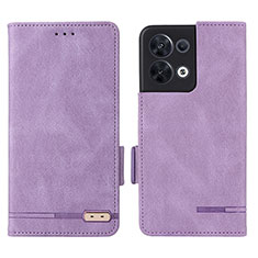 Leather Case Stands Flip Cover Holder L03Z for Oppo Reno9 Pro 5G Purple