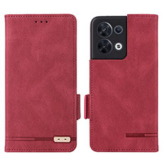 Leather Case Stands Flip Cover Holder L03Z for Oppo Reno9 Pro 5G Red