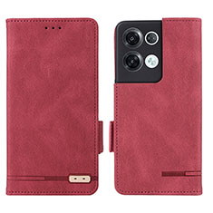 Leather Case Stands Flip Cover Holder L03Z for Oppo Reno9 Pro+ Plus 5G Red