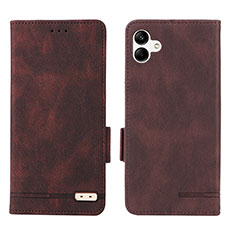 Leather Case Stands Flip Cover Holder L03Z for Samsung Galaxy A05 Brown