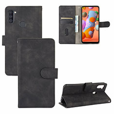 Leather Case Stands Flip Cover Holder L03Z for Samsung Galaxy A11 Black