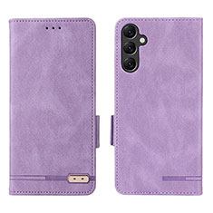 Leather Case Stands Flip Cover Holder L03Z for Samsung Galaxy A14 4G Purple