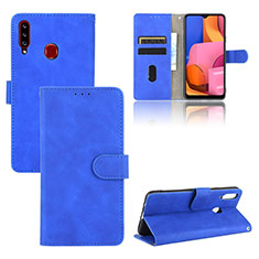 Leather Case Stands Flip Cover Holder L03Z for Samsung Galaxy A20s Blue