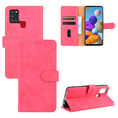 Leather Case Stands Flip Cover Holder L03Z for Samsung Galaxy A21s Hot Pink