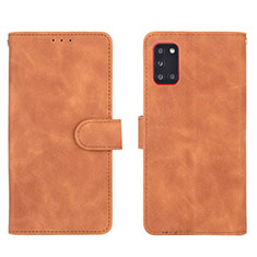 Leather Case Stands Flip Cover Holder L03Z for Samsung Galaxy A31 Brown