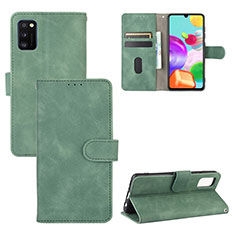 Leather Case Stands Flip Cover Holder L03Z for Samsung Galaxy A41 Green