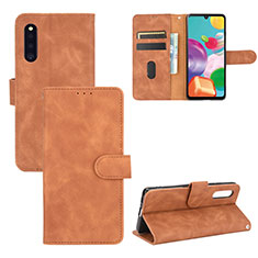 Leather Case Stands Flip Cover Holder L03Z for Samsung Galaxy A41 SC-41A Brown