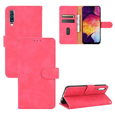 Leather Case Stands Flip Cover Holder L03Z for Samsung Galaxy A50 Hot Pink