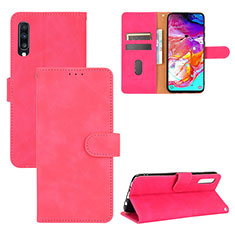 Leather Case Stands Flip Cover Holder L03Z for Samsung Galaxy A70 Hot Pink