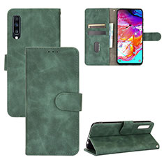 Leather Case Stands Flip Cover Holder L03Z for Samsung Galaxy A70S Green