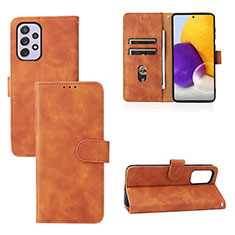 Leather Case Stands Flip Cover Holder L03Z for Samsung Galaxy A73 5G Brown