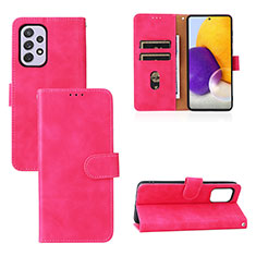 Leather Case Stands Flip Cover Holder L03Z for Samsung Galaxy A73 5G Hot Pink