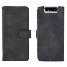 Leather Case Stands Flip Cover Holder L03Z for Samsung Galaxy A80 Black