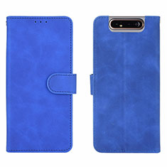 Leather Case Stands Flip Cover Holder L03Z for Samsung Galaxy A80 Blue