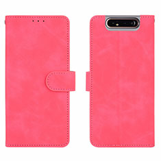 Leather Case Stands Flip Cover Holder L03Z for Samsung Galaxy A80 Hot Pink