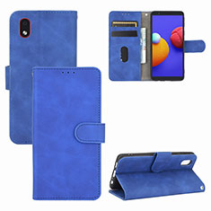 Leather Case Stands Flip Cover Holder L03Z for Samsung Galaxy M01 Core Blue