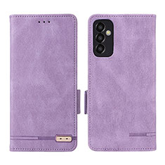 Leather Case Stands Flip Cover Holder L03Z for Samsung Galaxy M13 4G Purple