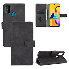 Leather Case Stands Flip Cover Holder L03Z for Samsung Galaxy M21 Black