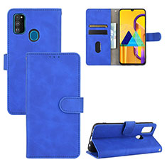 Leather Case Stands Flip Cover Holder L03Z for Samsung Galaxy M21 Blue