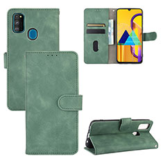 Leather Case Stands Flip Cover Holder L03Z for Samsung Galaxy M21 Green