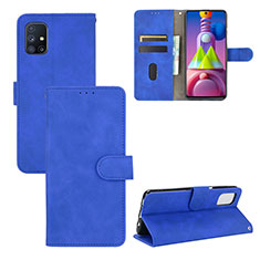 Leather Case Stands Flip Cover Holder L03Z for Samsung Galaxy M51 Blue