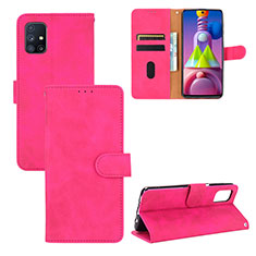 Leather Case Stands Flip Cover Holder L03Z for Samsung Galaxy M51 Hot Pink