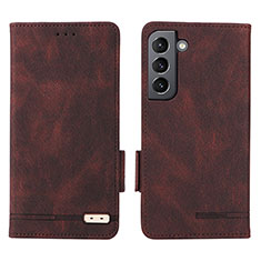 Leather Case Stands Flip Cover Holder L03Z for Samsung Galaxy S21 5G Brown