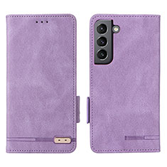 Leather Case Stands Flip Cover Holder L03Z for Samsung Galaxy S21 5G Purple
