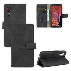 Leather Case Stands Flip Cover Holder L03Z for Samsung Galaxy XCover 5 SM-G525F Black