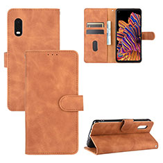 Leather Case Stands Flip Cover Holder L03Z for Samsung Galaxy XCover Pro Brown