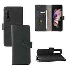 Leather Case Stands Flip Cover Holder L03Z for Samsung Galaxy Z Fold3 5G Black