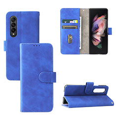 Leather Case Stands Flip Cover Holder L03Z for Samsung Galaxy Z Fold3 5G Blue