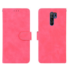 Leather Case Stands Flip Cover Holder L03Z for Xiaomi Redmi 9 Hot Pink
